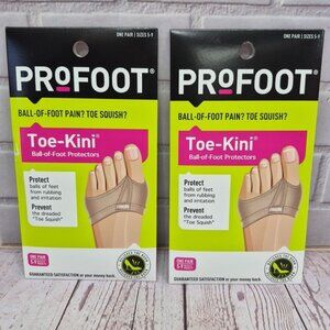 2 PACKS- PROFOOT TOE-KINI BALL OF FOOT PROTECTORS 1 PAIR 5-9 NARROW TO MEDIUM
